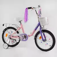 Велосипед 16" дюймов 2-х колёсный "CORSO Fleur" FL - 17902 (1) U-образная стальная рама, ручной тормоз, корзинка, украшения, собран на 75