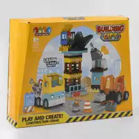 Конструктор JDLT 5436 (12/2) "Строительный город", 68 деталей, 3 фигурки строителей, 2 машинки, в коробке