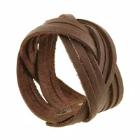 Кожаный браслет косичка темно-коричневый