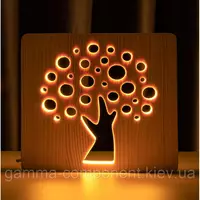 Світильник нічник ArtEco Light з дерева LED "Деревце" з пультом та регулюванням світла, колір теплий білий