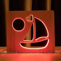 Світильник нічник ArtEco Light з дерева LED "Кораблик" з пультом і регулюванням кольори, RGB