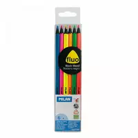 Набір кольорових олівців треуг. "Fluo" ТМ "MILAN" 6шт., D2,9mm, чорн.дерево1шт/етик