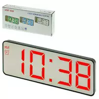 Годинник мережний VST-898-1, червоний, температура, USB