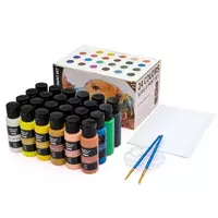 Набір акрилових фарб Acrylic Paint Set 24 пляшки по 59 мл, папір для малювання, палетка та пензлики 2 штуки