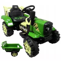 Аккумуляторный трактор С2 зеленый с прицепом  S-6601