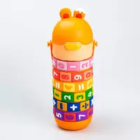 Термос дитячий інтерактивний 430 мл з ручкою, помаранчевий