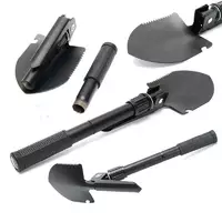 Складная лопата, туристическая лопата для кемпинга, мини лопата, саперная лопата Shovel Mini + чехол. Цвет: черный