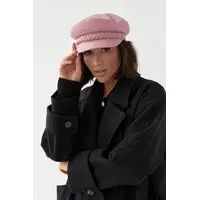 Женская кепи из кашемира с косичкой - розовый цвет, L (есть размеры)