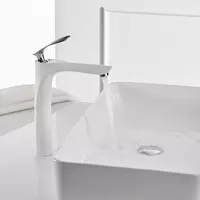 Смеситель дизайнерский для раковины кран в ванну однорычажный WanFan люкс качества белый-хром
