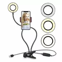 Набір блогера Настільна кільцева LED лампа 9 см LIVE STREAM з гнучким тримачем для смартфона Монопод для фото і відео