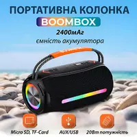 Колонка Bluetooth беспроводная портативная с подсветкой и USB аккумулятор 2400 mah AUX BOOMBOX 360